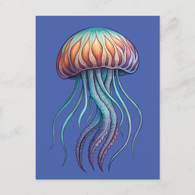 Carte Postale Poisson Vibrant de gelée de mer Aqua (Devant)