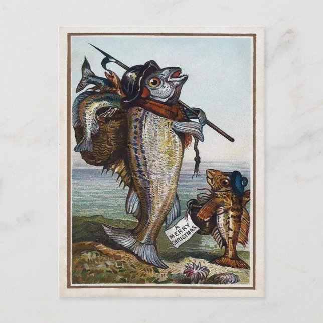 Carte Postale Poisson victorien vintage (Devant)