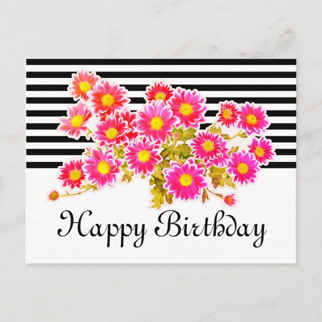 Carte Postale Poissons roses / Bouquet Asters + vos idées (Devant)