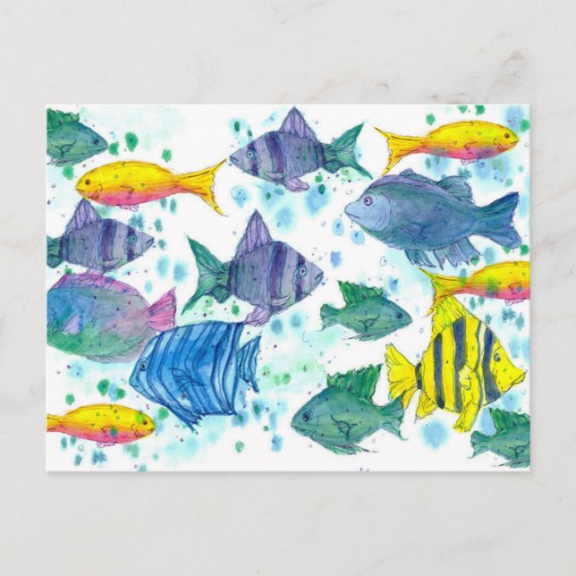 Carte Postale Poissons tropicaux Turquoise Bleu Océan Mer Créatu (Devant)
