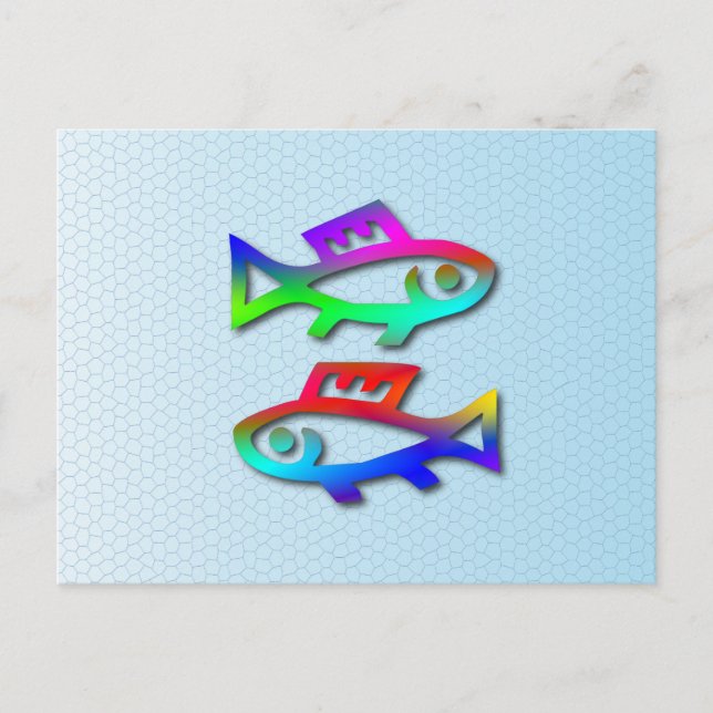 Carte Postale Poissons Zodiac étoile signe arc-en-ciel poisson (Devant)