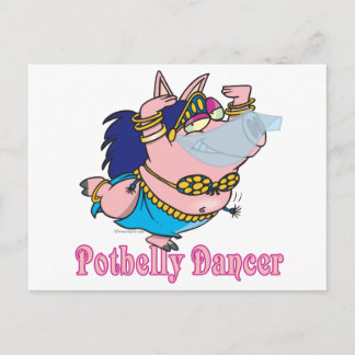 Carte Postale poitrine cochon danse du ventre drôle pignon