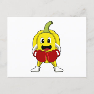 Carte Postale Poivre en boîte avec gants de boxe