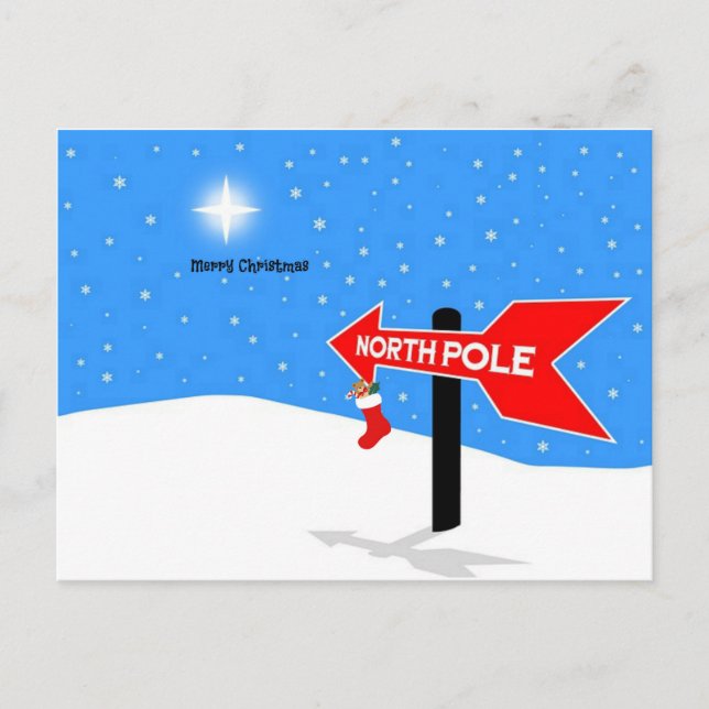 Carte Postale Pôle Nord Joyeux Noël (Devant)