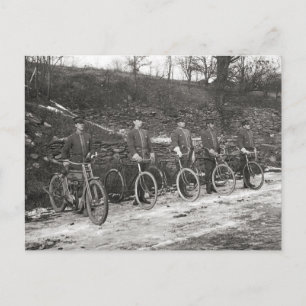 Carte Postale Police à vélo et moto, 1915. Photo vintage