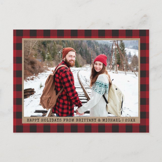 Carte Postale Police de machine à écrire Photo de Noël Kraft Red (Devant)