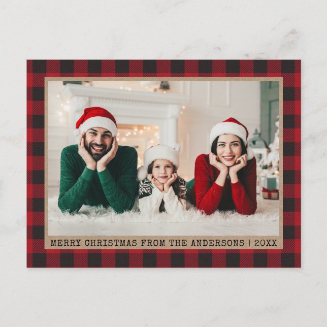 Carte Postale Police de machine à écrire Photo de Noël Rouge Pla (Devant)