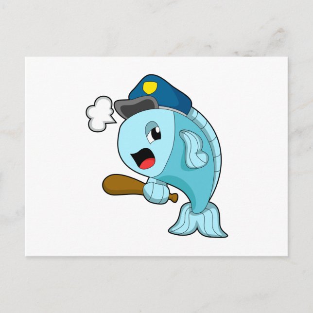 Carte Postale Police des poissons casquette de police (Devant)