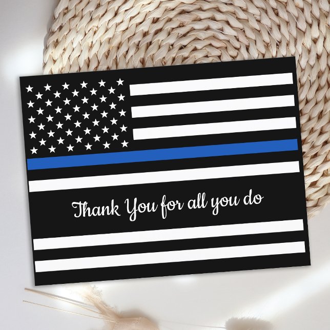 Carte Postale Police Ligne Bleue Mince Merci d'application de la (Créateur téléchargé)