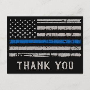 Carte Postale Police Ligne Bleue Mince Merci d'application de la