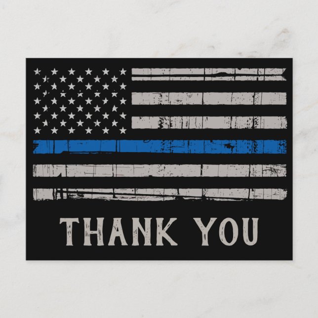 Carte Postale Police Ligne Bleue Mince Merci d'application de la (Devant)
