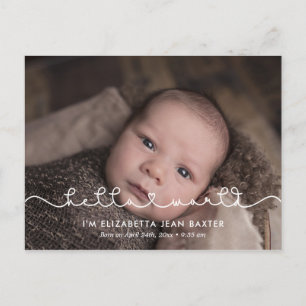 Carte Postale Police mignonne simple Hello world faire-part de n