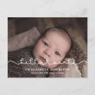 Carte Postale Police mignonne simple Hello world faire-part de n