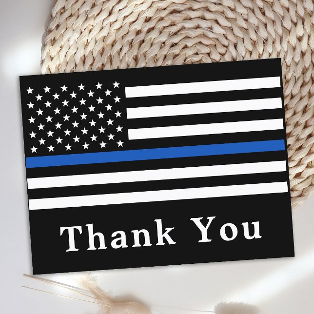 Carte Postale Police Officier Mince Ligne bleue Merci du drapeau (Créateur téléchargé)