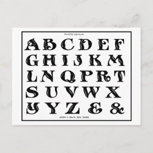 Carte Postale Police romaine vintage 1906 Alphabet Rustique