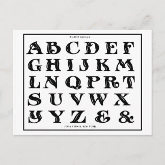 Carte Postale Police romaine vintage 1906 Alphabet Rustique