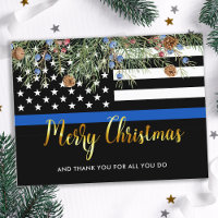 Policier Mince Ligne Bleue Merci de Noël