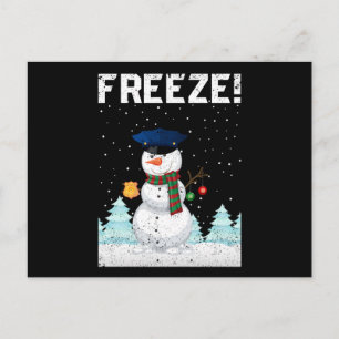 Carte Postale Policier Snowman Police Navidad Policeman Noël