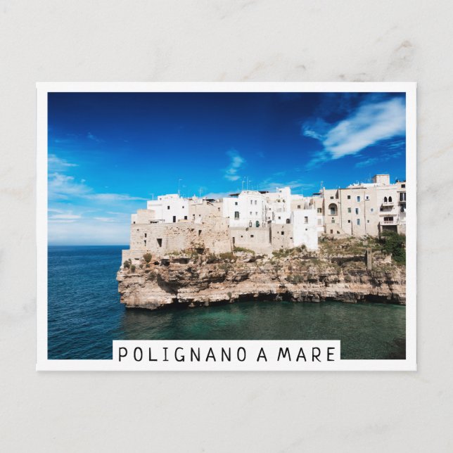 Carte Postale Polignano a Mare maisons sur une falaise dans les  (Devant)
