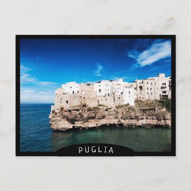 Carte Postale Polignano a Mare maisons sur une falaise dans les  (Devant)