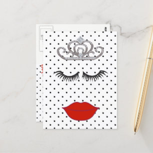Carte Postale Polka Dot Shower Où est My Lipstick Tiara Party