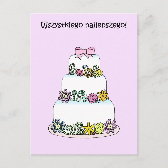 Carte Postale Polonais Joyeux Anniversaire Wszystkiego Najlepsze (Devant)