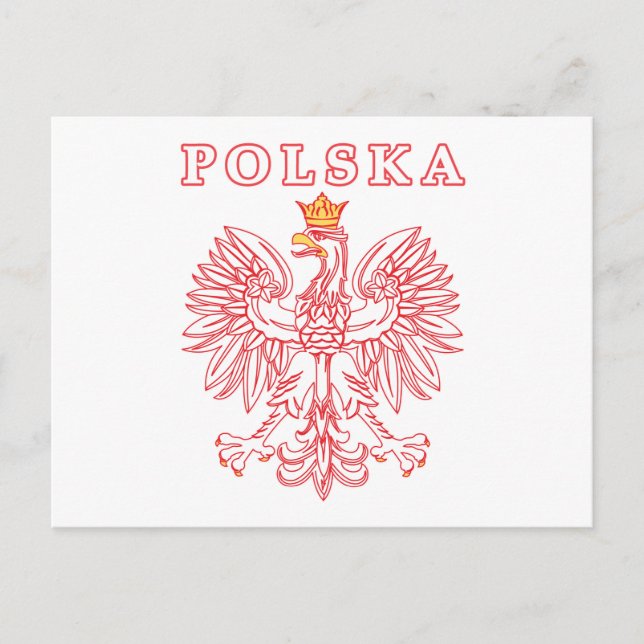 Carte Postale Polska Avec Aigle Rouge Polonais (Devant)