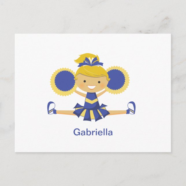 Carte Postale Pom-pom girl bleu et or (Devant)