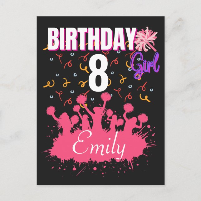 Carte Postale Pom-pom girl Gymnastique fille d'anniversaire (Devant)