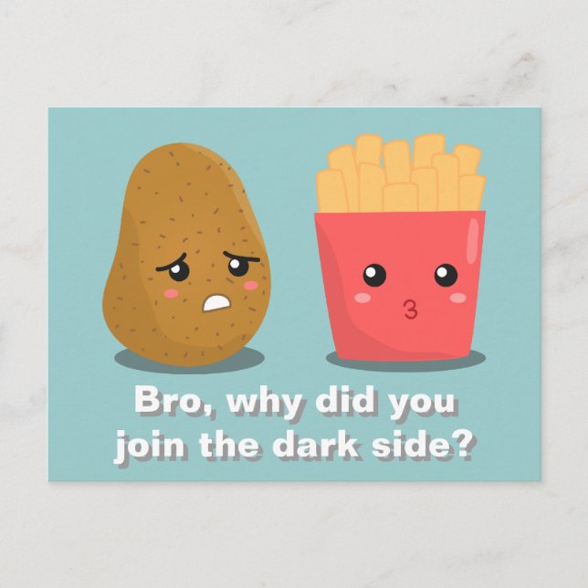 Carte Postale Pomme de terre de Kawaii et frites françaises et f (Devant)