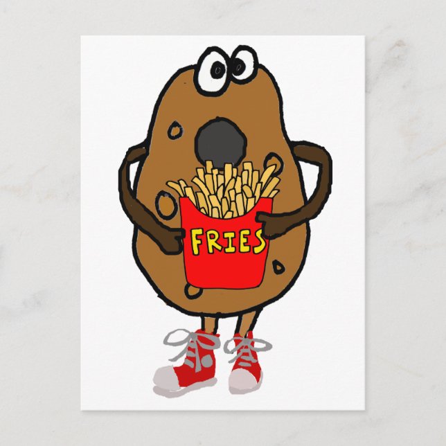 Carte Postale Pomme de terre drôle mangeant la bande dessinée de (Devant)