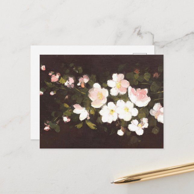 Carte Postale Pomme fleurs (Devant/Arrière en situation)