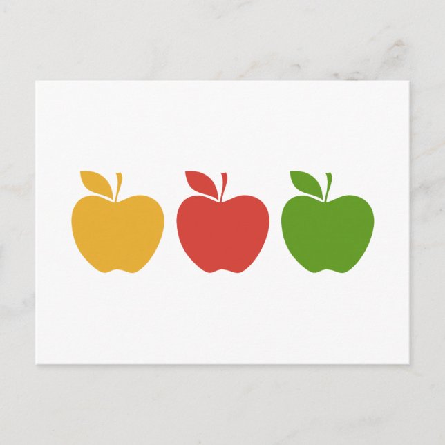 Carte Postale Pomme jaune rouge verte (Devant)