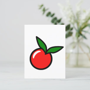 Carte Postale Pomme mignonne ou cerise, Dessin de cuisine amusan