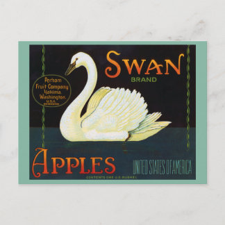 Carte Postale Pommes de marque Swan Washington State Crate Étiqu
