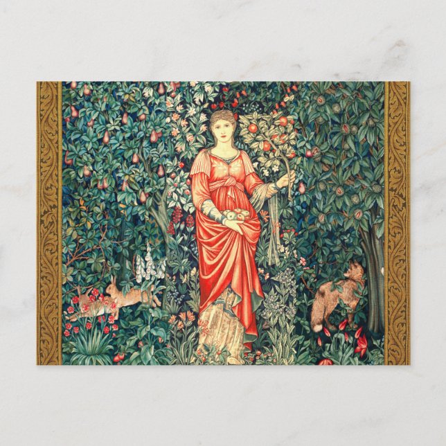CARTE POSTALE POMONE TENANT DES FRUITS DANS LA VÉGÉTATION, ANIMA (Devant)