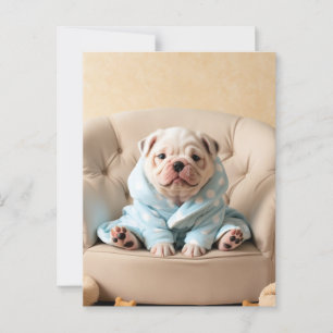 Carte Postale Pompe dorée en peignoir - Chien amusant