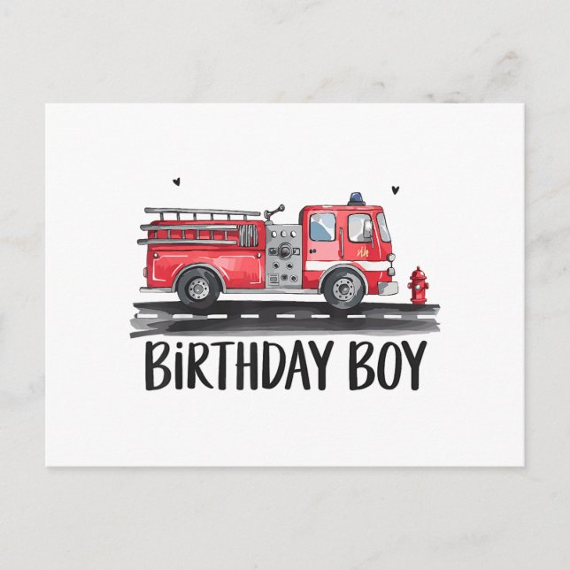 Carte Postale Pompier Camion L'anniversaire de la famille des ga (Devant)
