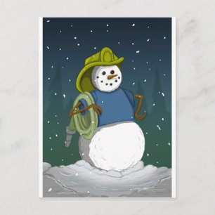 Carte Postale Pompier Snowman