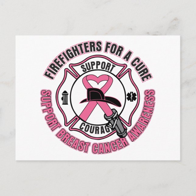 Carte Postale Pompiers Pour Un Cancer Cure Du Sein (Devant)