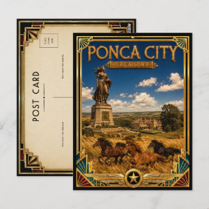 Carte Postale Ponca City Oklahoma Art Déco vintage de l'âge d'or
