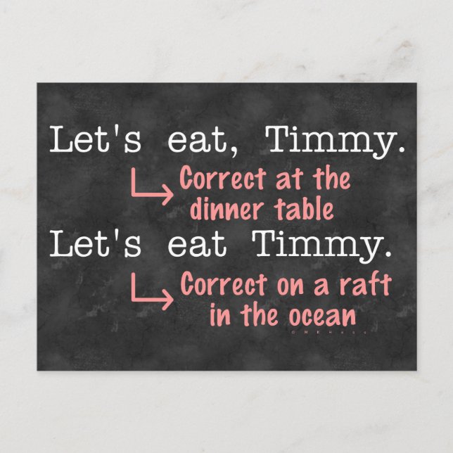 Carte Postale Ponctuation amusante Grammaire amoureux Timmy Humo (Devant)
