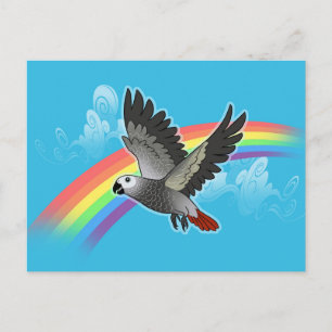 Carte Postale Pont arc-en-ciel perroquet gris africain