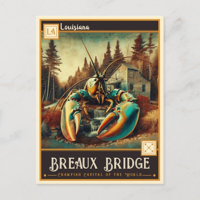 Carte Postale Pont Breaux, Louisiane | VINTAGE (Devant)