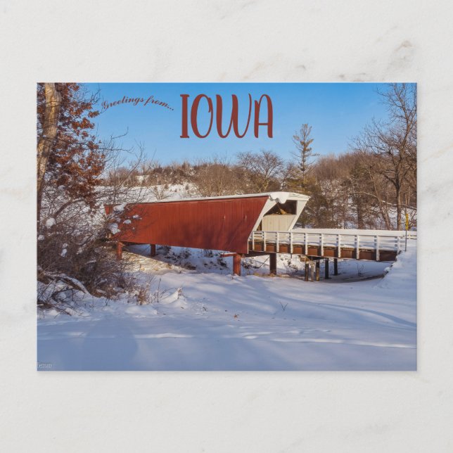 Carte Postale Pont couvert dans le comté de Madison en Iowa (Devant)