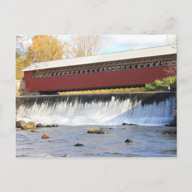 Carte Postale Pont couvert de papeterie et chutes Bennington VT (Devant)