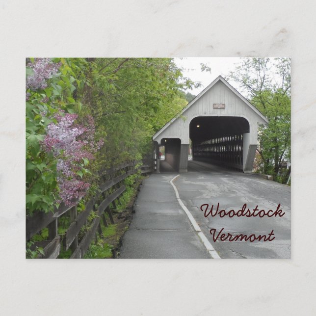 Carte Postale Pont couvert de Woodstock, Vermont (Devant)