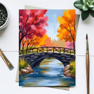 Carte Postale Pont d'automne Feuillage d'automne Aquarelle Natur