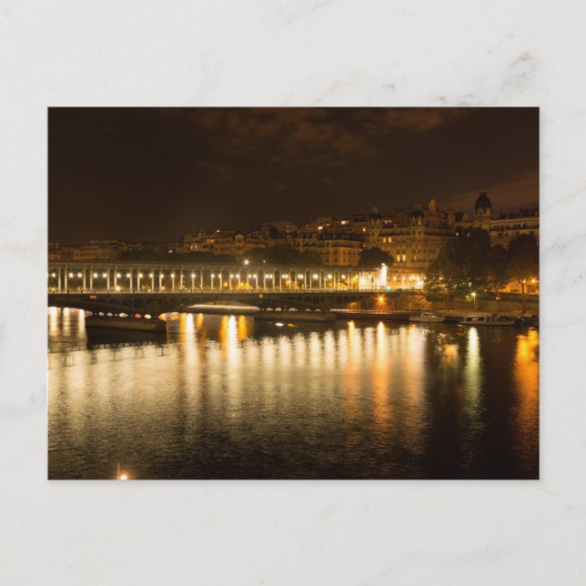 Carte Postale Pont de Bir-Hakeim à Paris la nuit (Devant)