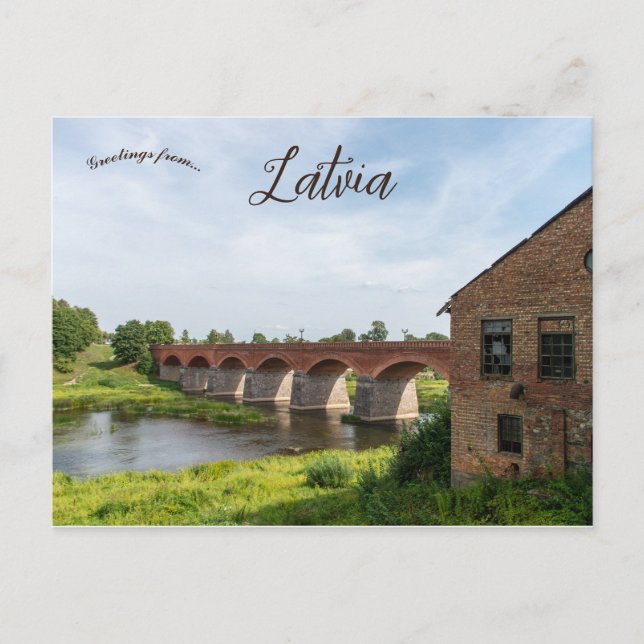Carte Postale Pont de briques à Kuldiga Lettonie (Devant)